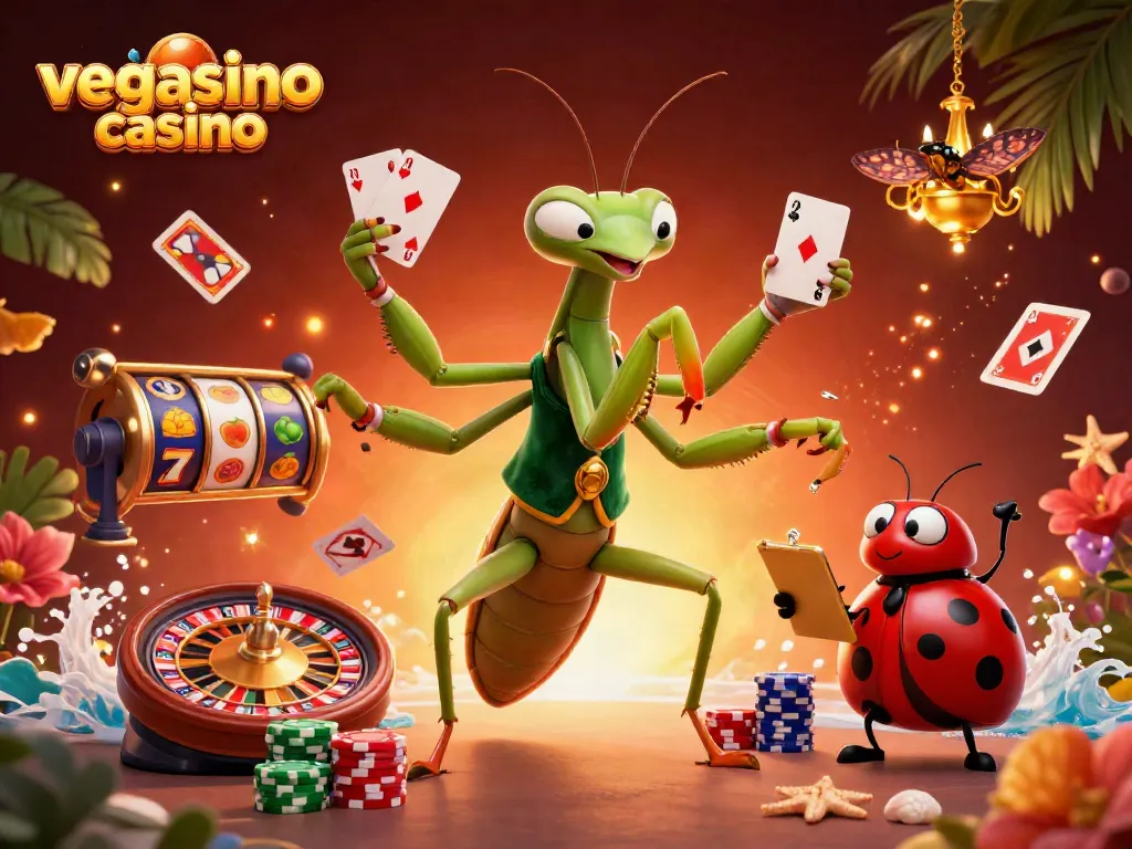 Experience the thrill at vegasino casino with a vibrant gambling scene featuring colorful slot reels.