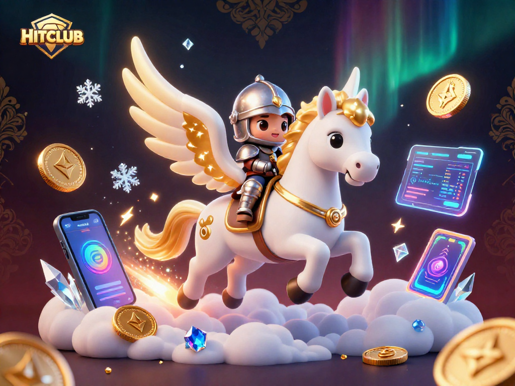 Engage with HITCLUB as you explore a vibrant casino experience filled with digital coins and game elements.