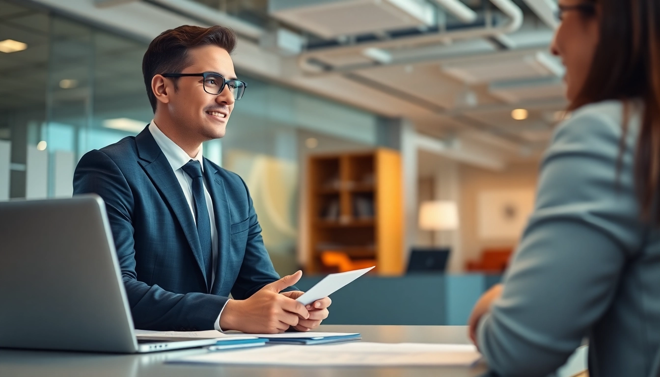 Headhunter Schweiz und Kandidat in einem modernen Bürogespräch.